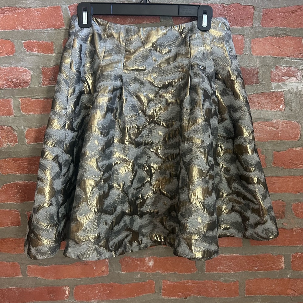 The Limited Gold and Gray A-Line Metallic Skirt